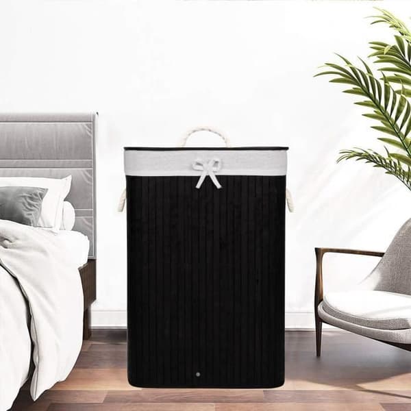 SPRINGOS® 72L bambu tvättkorg - svart