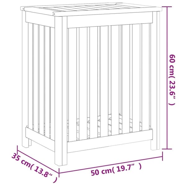 vidaXL vasketøjskurv 50x35x60 cm massivt teaktræ