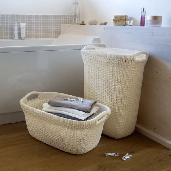 Curver vasketøjskurv Knit 40 l cremehvid