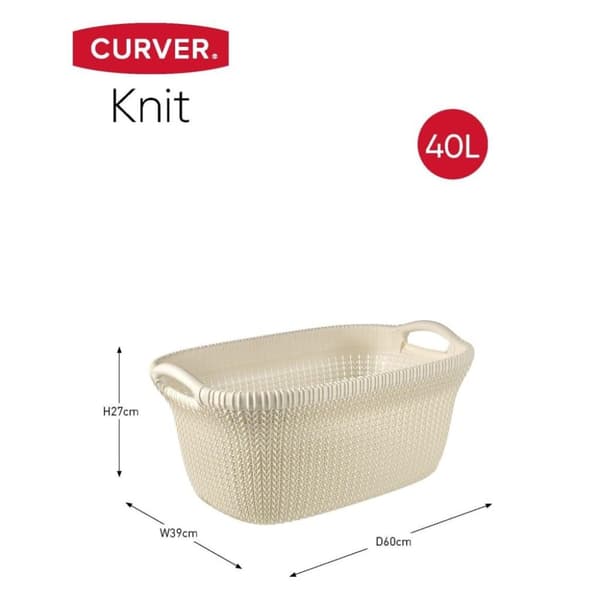 Curver vasketøjskurv Knit 40 l cremehvid