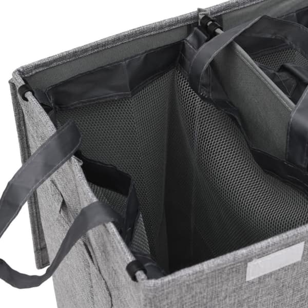 vidaXL Sammenleggbar vaskekurv grå 51x34,5x59 cm imitert linstoff