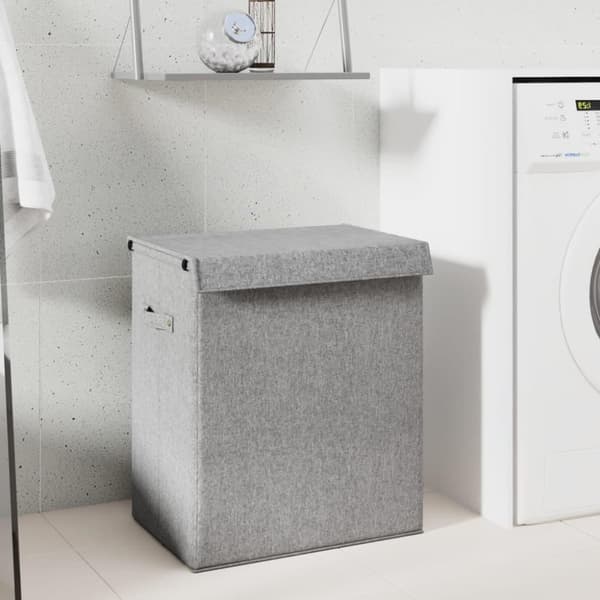vidaXL Sammenleggbar vaskekurv grå 51x34,5x59 cm imitert linstoff