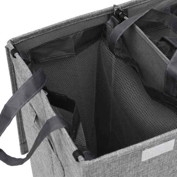 vidaXL Vikbar tvättkorg grå 64,5x34,5x59 cm konstlinne