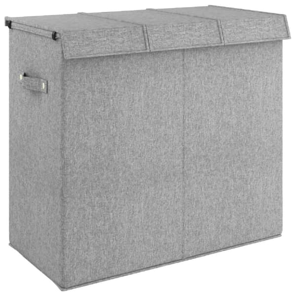 vidaXL Vikbar tvättkorg grå 64,5x34,5x59 cm konstlinne