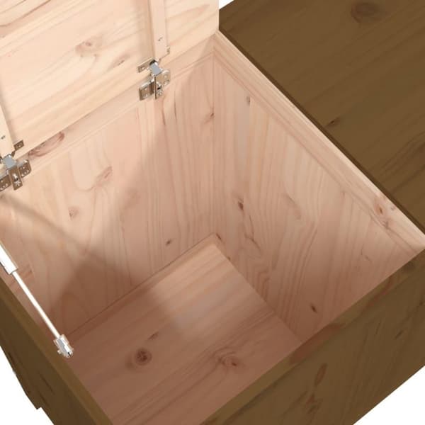vidaXL vasketøjskurv 88,5x44x76 cm massivt fyrretræ gyldenbrun