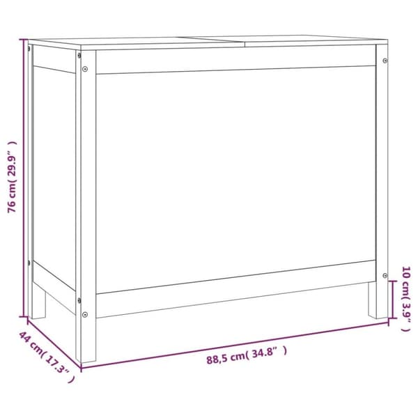 vidaXL vasketøjskurv 88,5x44x76 cm massivt fyrretræ gyldenbrun