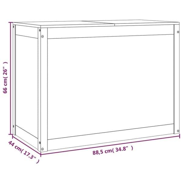 vidaXL vasketøjskurv 88,5x44x66 cm massivt fyrretræ grå