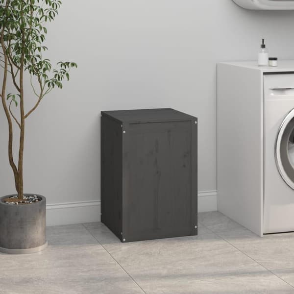 vidaXL vasketøjskurv 44x44x66 cm massivt fyrretræ grå
