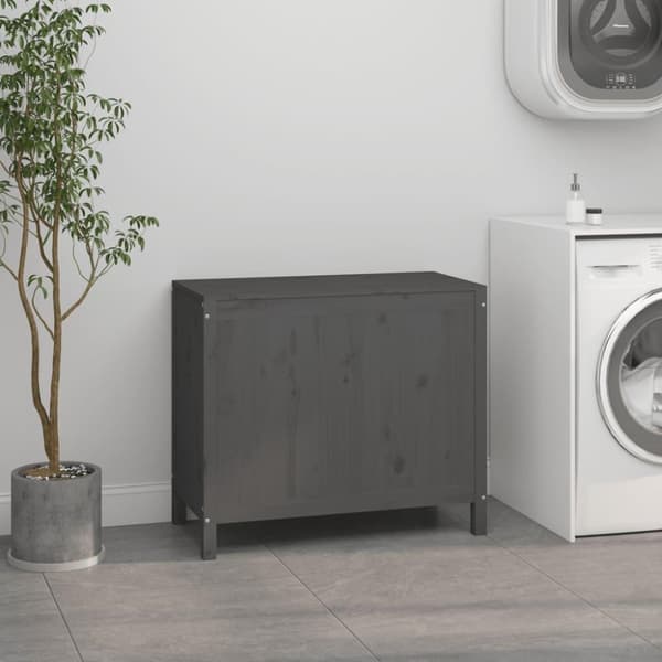 vidaXL vasketøjskurv 88,5x44x76 cm massivt fyrretræ grå