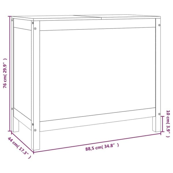 vidaXL vasketøjskurv 88,5x44x76 cm massivt fyrretræ grå