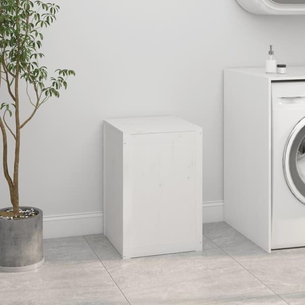 vidaXL vasketøjskurv 44x44x66 cm massivt fyrretræ hvid