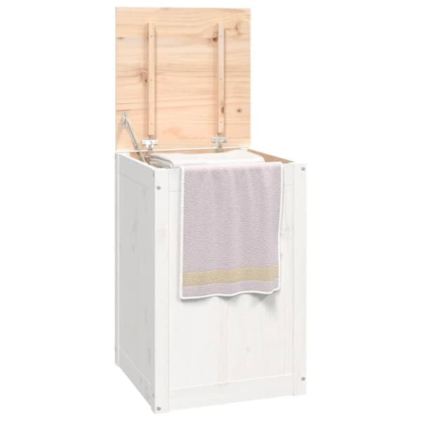 vidaXL vasketøjskurv 44x44x66 cm massivt fyrretræ hvid