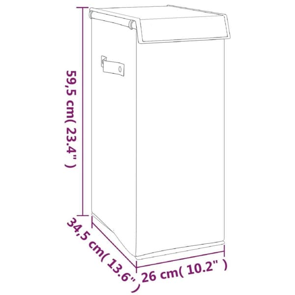 vidaXL foldbar vasketøjskurv 26x34,5x59,5 cm kunstigt linned grå