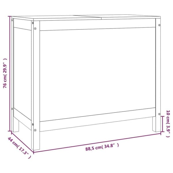 vidaXL vasketøjskurv 88,5x44x76 cm massivt fyrretræ sort
