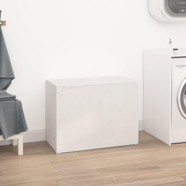 vidaXL Skittentøyskurv hvit 88,5x44x66 cm heltre furu