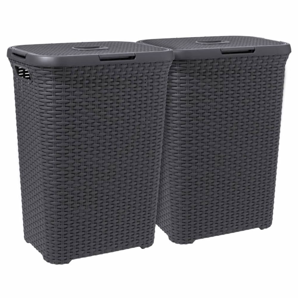 Curver Tvättkorg set med lock Style 60L antracitgrå