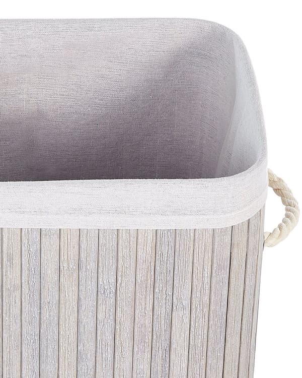 Förvaringskorg Ljusgrå Bambu med Lock Tvättkorg Boho Praktiska tillbehör Sovrum Vardagsrum