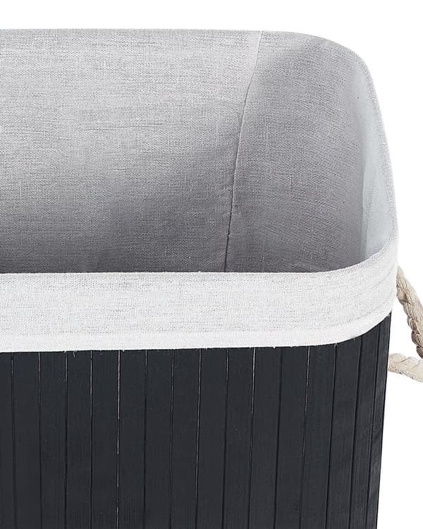 Förvaringskorg Svart Bambu med Lock Tvättkorg Boho Praktiska tillbehör Sovrum Vardagsrum