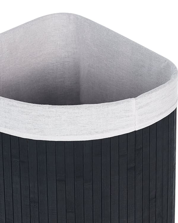 Säilytyskori musta bambu kannella 60 cm korkea pyykkikori boho-tyyli