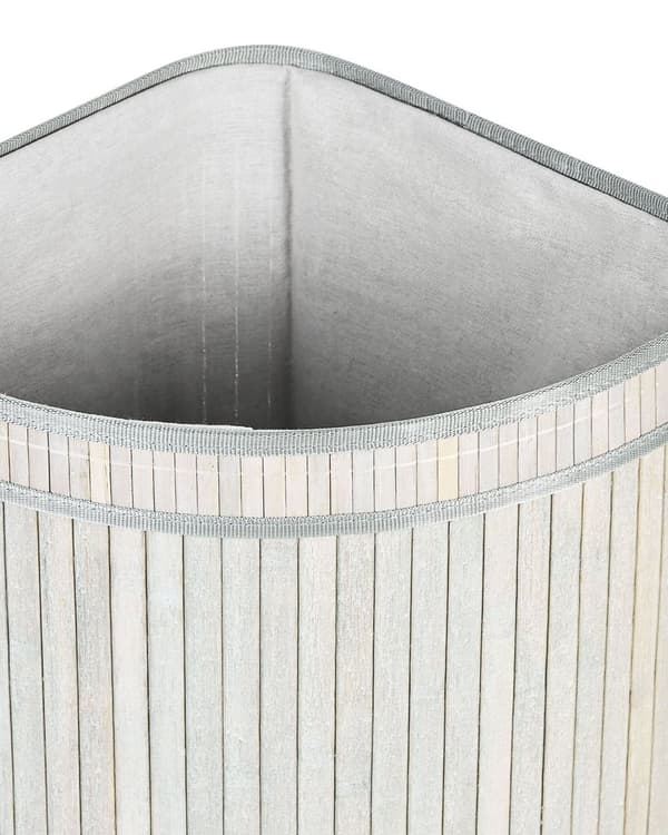 Kurv Grå Bambus 60 cm Lokk Håndtak 2 rom Boho Oppbevaring Skittentøyskurv Hjørnekurv Praktisk Tilbehør