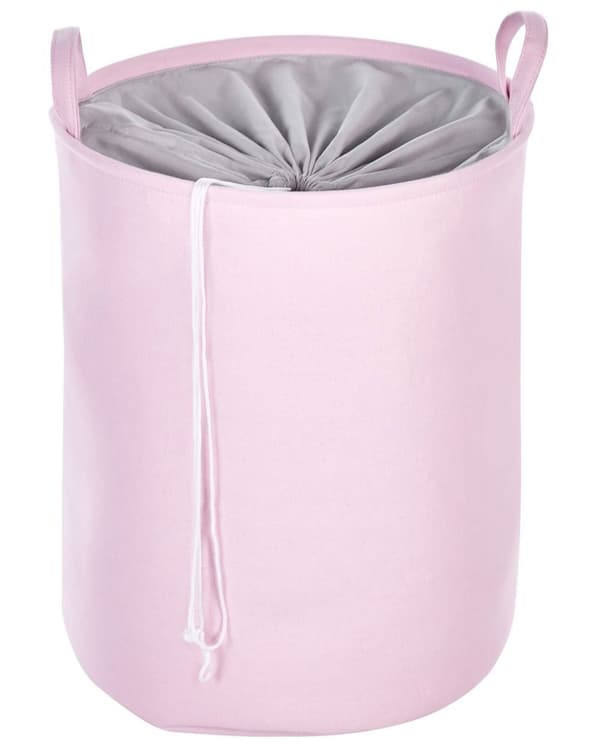 Set med 3 Förvaringskorgar Rosa Polyester Bomull med Snören Tvättkorg Praktiskt Tillbehör