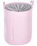 Miniatyrbild 5 av 9: Set med 3 Förvaringskorgar Rosa Polyester Bomull med Snören Tvättkorg Praktiskt Tillbehör