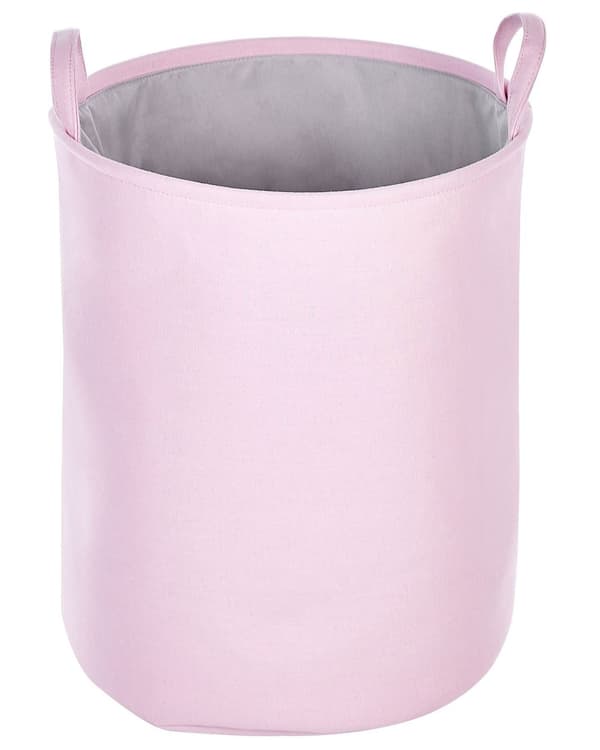 Set med 3 Förvaringskorgar Rosa Polyester Bomull med Snören Tvättkorg Praktiskt Tillbehör
