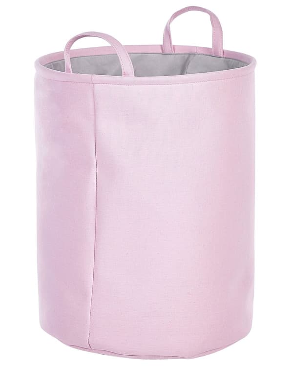 Set med 3 Förvaringskorgar Rosa Polyester Bomull med Snören Tvättkorg Praktiskt Tillbehör