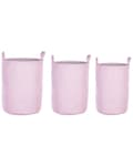 Miniatyrbild 1 av 9: Set med 3 Förvaringskorgar Rosa Polyester Bomull med Snören Tvättkorg Praktiskt Tillbehör