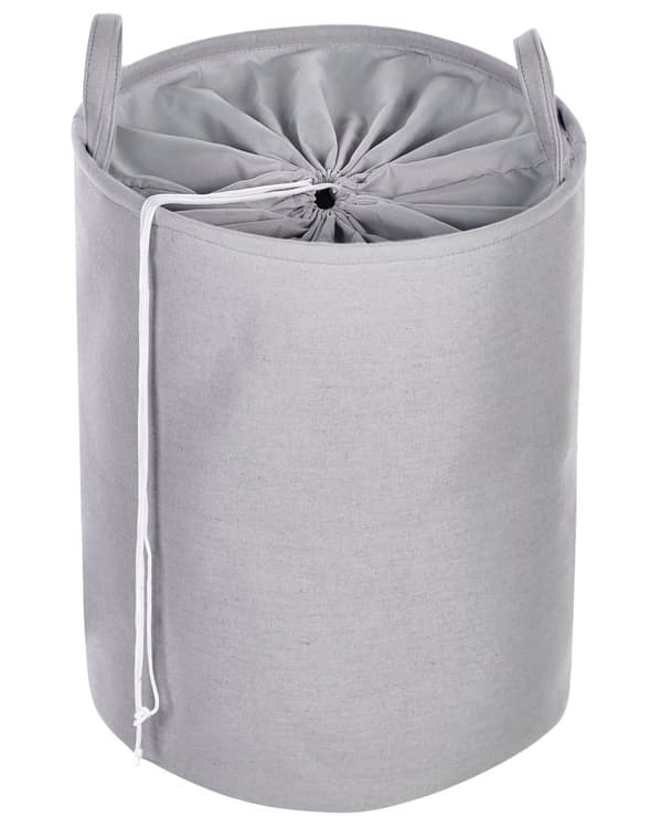 Set med 3 Förvaringskorgar Grå Polyester Bomull med Snören Tvättkorg Praktiskt Tillbehör