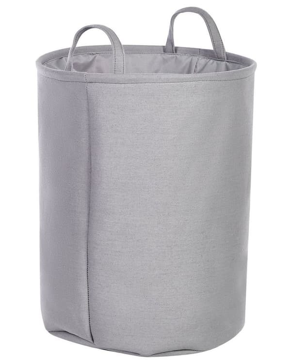 Set med 3 Förvaringskorgar Grå Polyester Bomull med Snören Tvättkorg Praktiskt Tillbehör