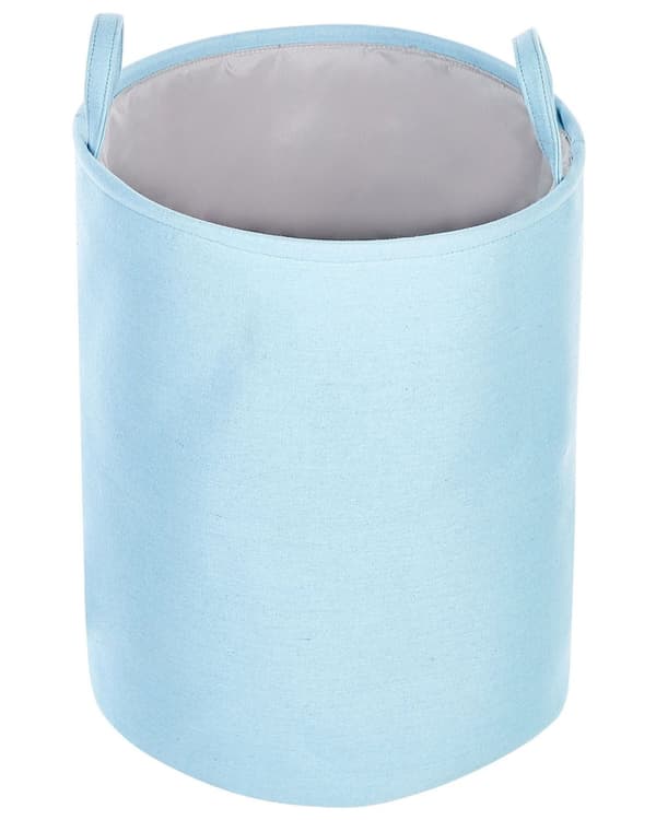 Set med 3 Förvaringskorgar Blå Polyester Bomull med Snören Tvättkorg Praktiskt Tillbehör
