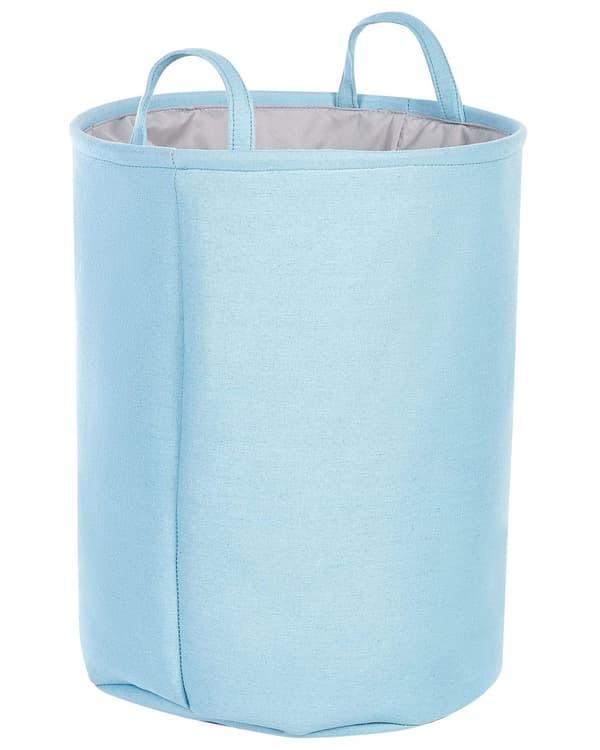 Set med 3 Förvaringskorgar Blå Polyester Bomull med Snören Tvättkorg Praktiskt Tillbehör