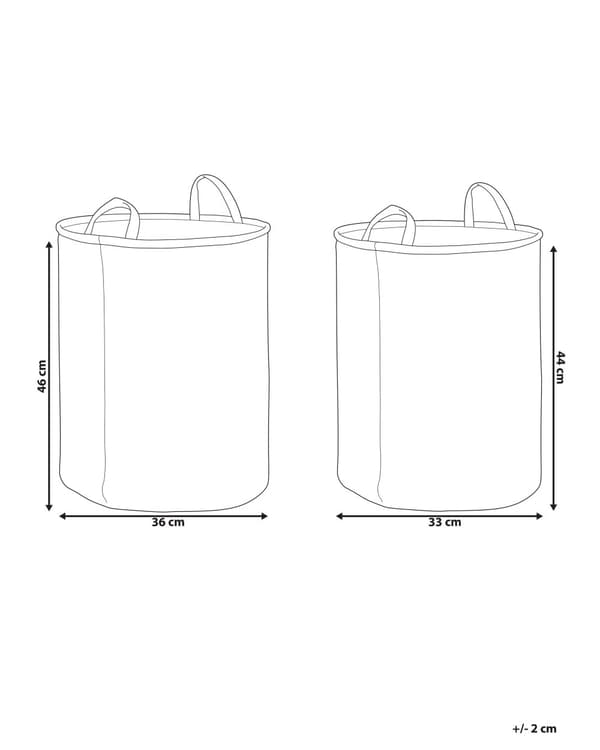 Set med 2 Förvaringskorgar Vit Polyester Bomull med Snören Tvättkorg Praktiskt Tillbehör