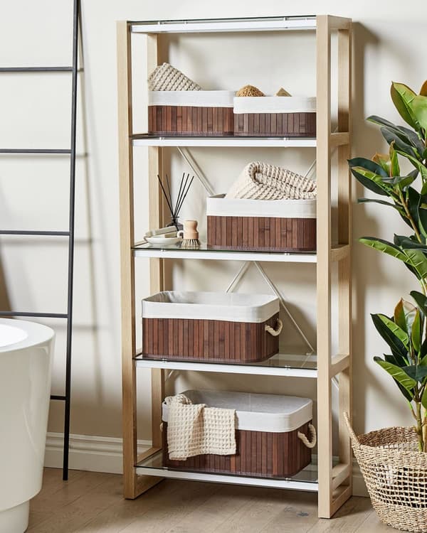 Kori tumma puu luonnollinen bambu 5 kpl useita kokoja kahvoilla moderni boho-tyyli