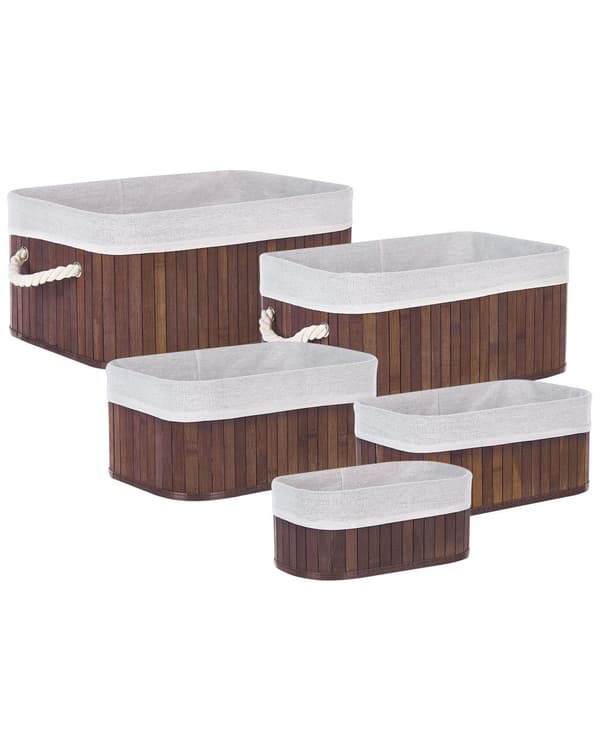 Kori tumma puu luonnollinen bambu 5 kpl useita kokoja kahvoilla moderni boho-tyyli