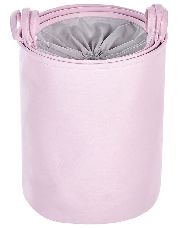 Sett med 3 kurver Rosa Polyester Bomull Snøring Oppbevaring Skittentøyskurv Tilbehør