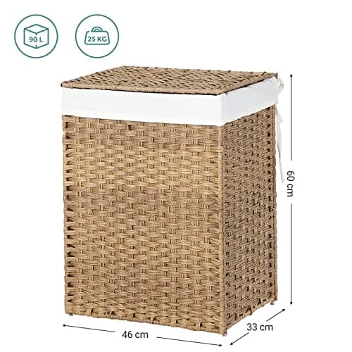 SongMics Hand -kuitupesula, 90L: n synteettiset mätää vaatteet estää kannet ja kahvat, luonnollinen