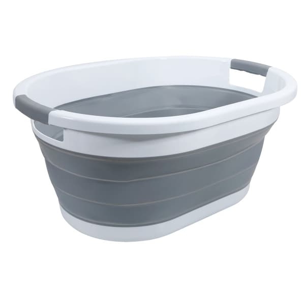 Vikbar tvättkorg av plast och silikon - 61.5 x 44 x 27 cm - Platsbesparande med handtag - 36L