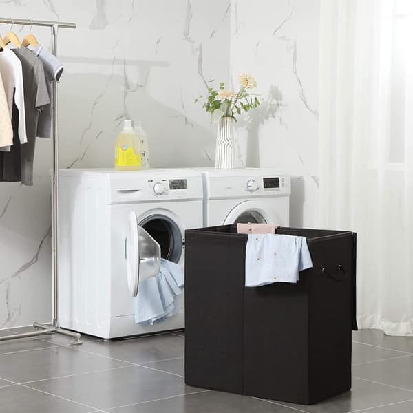 Rootz Black Laundry Basket - Pyykkikorit kannella - Taitettava - 69,25 x 39,4 x 5,6 cm