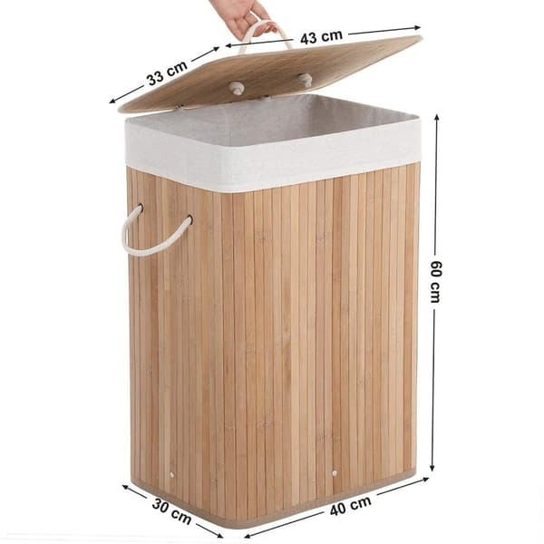 Rootz bambu tvättkorg - hopfällbar förvaringskorg - 72 liter - 40 x 30 x 60 cm
