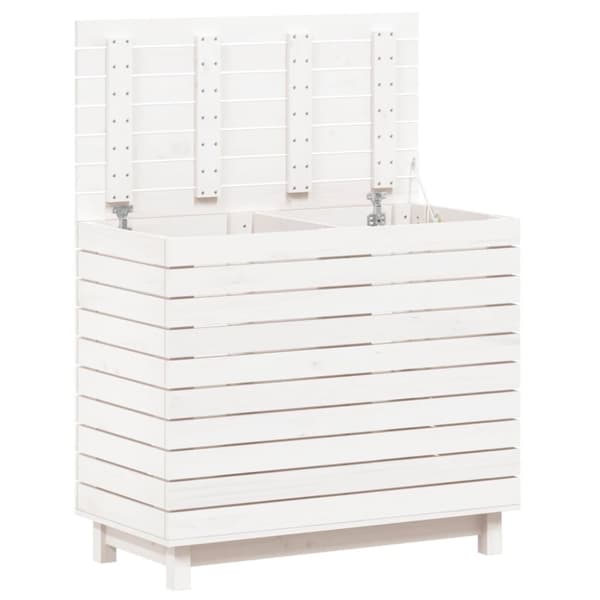 vidaXL Tvättkorg vit 88,5x44x76 cm massiv furu