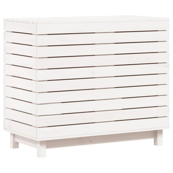 vidaXL Tvättkorg vit 88,5x44x76 cm massiv furu