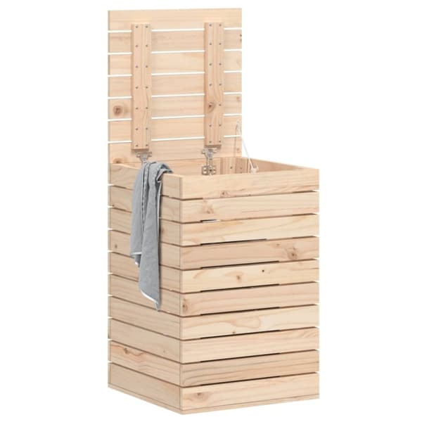 vidaXL vasketøjskurv 44x44x66 cm massivt fyrretræ