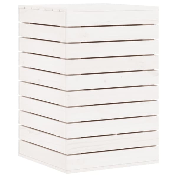 vidaXL Tvättkorg vit 44x44x66 cm massiv furu