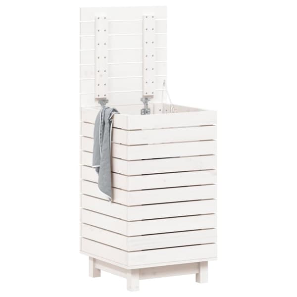 vidaXL vasketøjskurv 44x44x76 cm massivt fyrretræ hvid