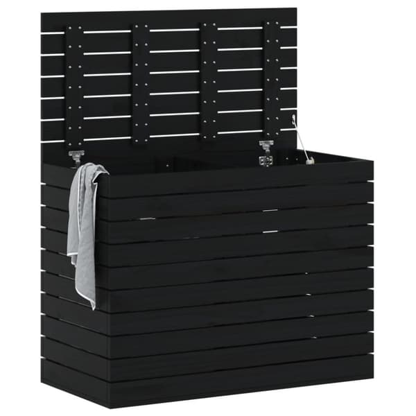 vidaXL vasketøjskurv 88,5x44x66 cm massivt fyrretræ sort