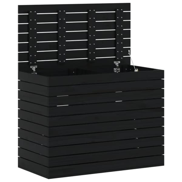 vidaXL vasketøjskurv 88,5x44x66 cm massivt fyrretræ sort