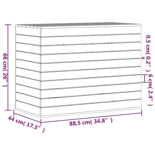 vidaXL vasketøjskurv 88,5x44x66 cm massivt fyrretræ sort