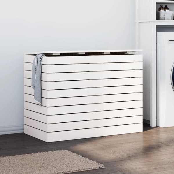 vidaXL vasketøjskurv 88,5x44x66 cm massivt fyrretræ hvid